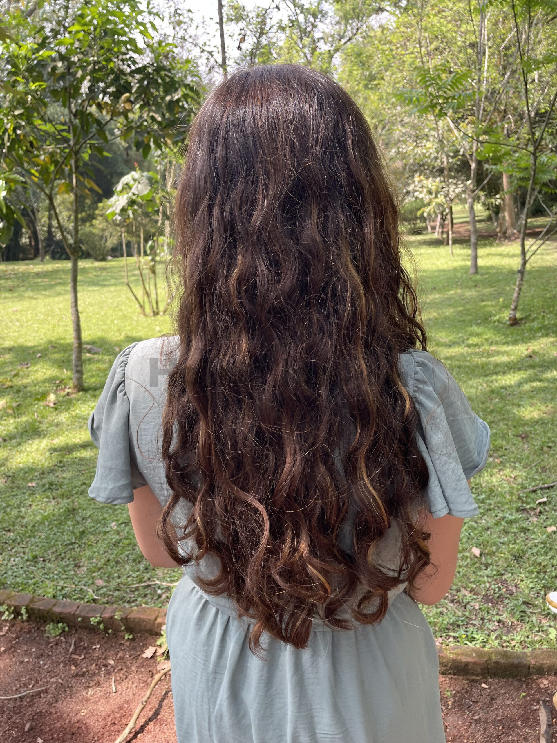 13 inch long, curly dark brown hair with a few highlights - HairSellon